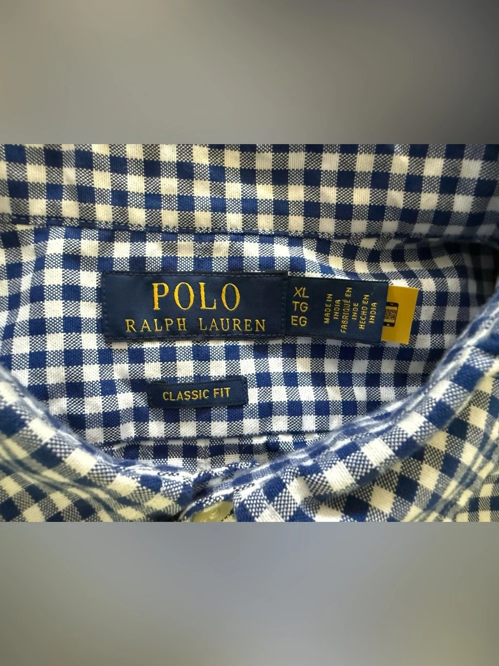 Polo Ralph Lauren Classic Fit Gingham Button Down Shirt XL Blue White Cotton